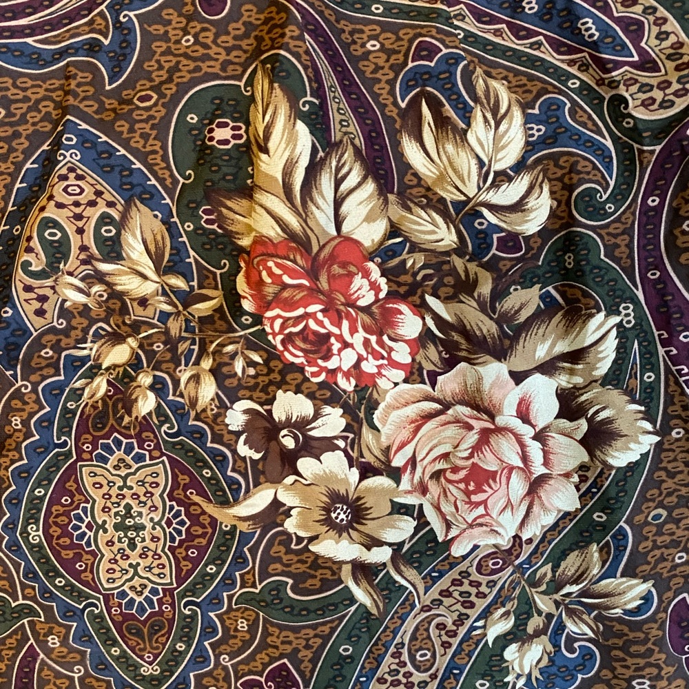 Talbots Women’s size 14 100% Silk Brown Floral Skirt